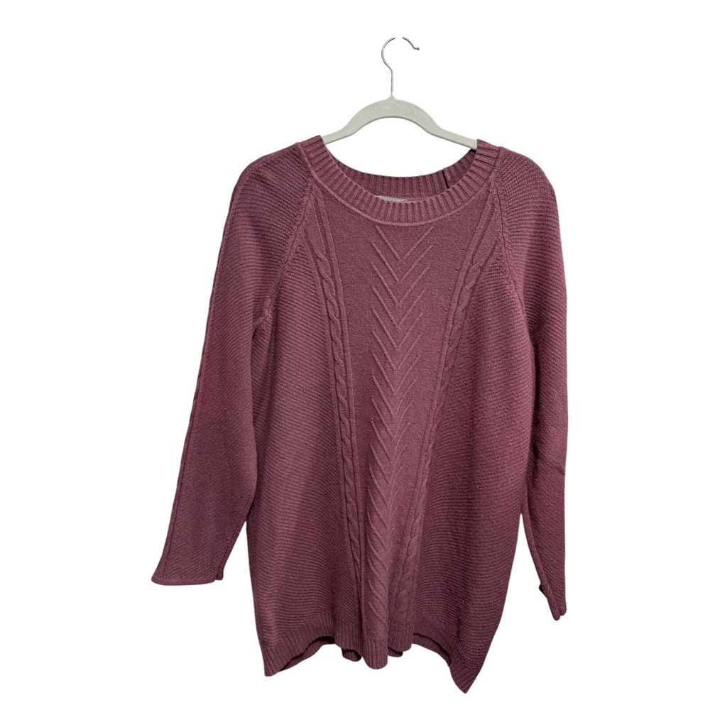 evolution by every day pink mauve cable knit sweater‎ 1X Classic Soft